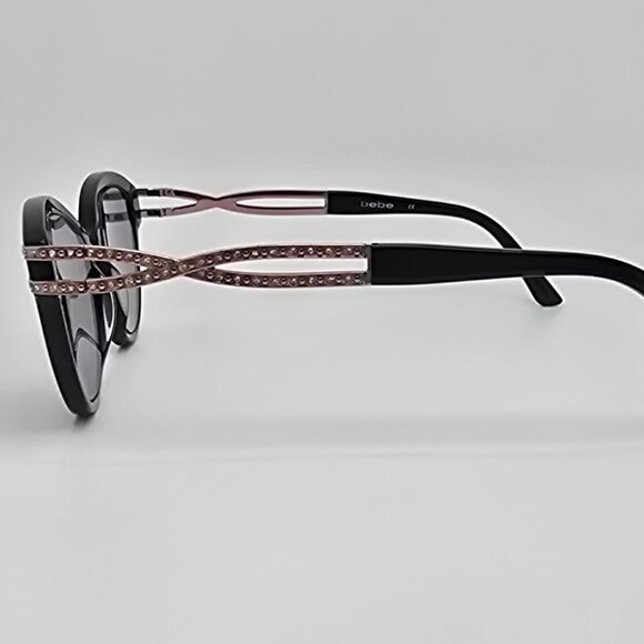 Bebe BB7216 001 Jet Black Rhinestone Cat Eye Eyeglasses Frame w/ Case 52-16-135 - Picture 4 of 15